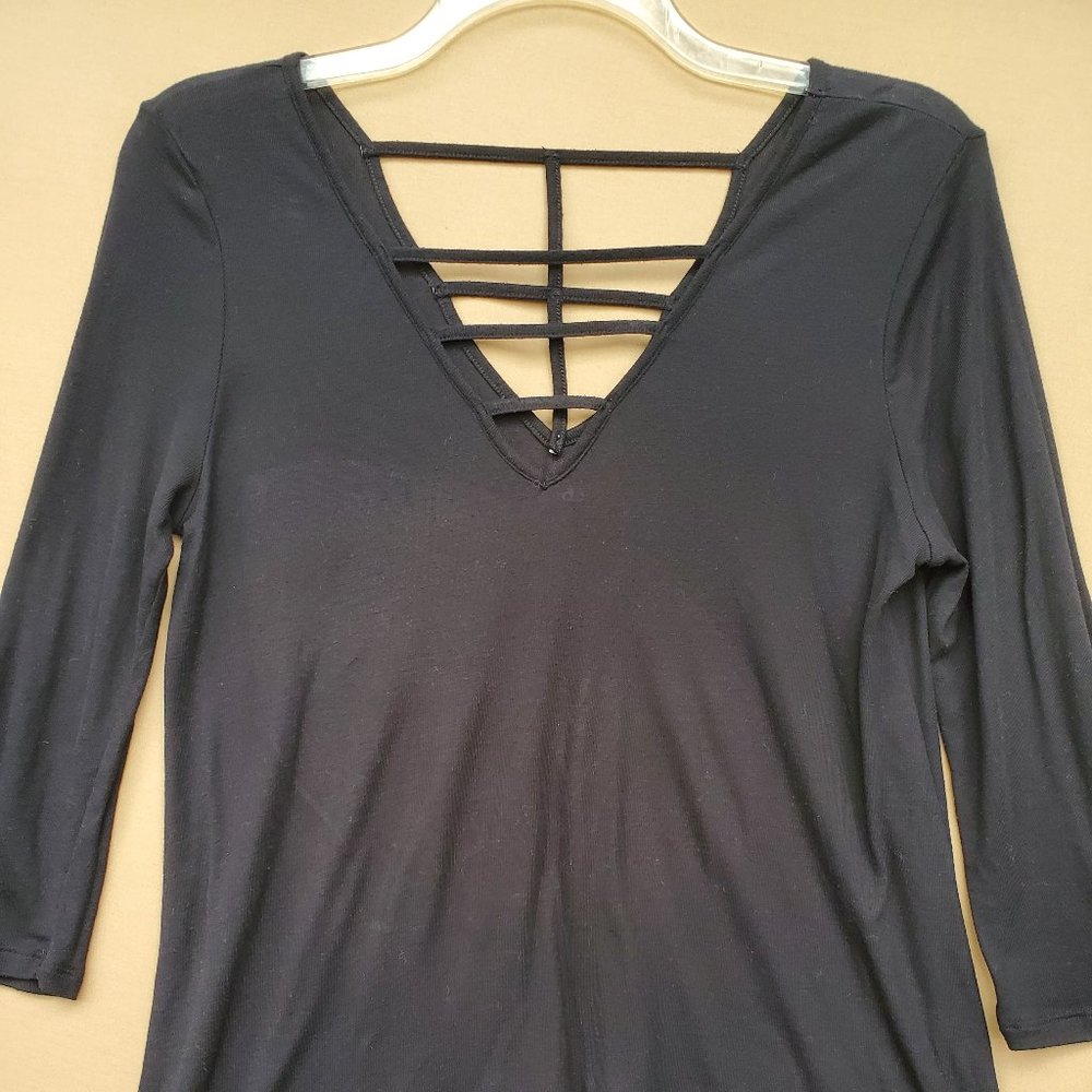Black Long-Sleeved Shirt With Straps